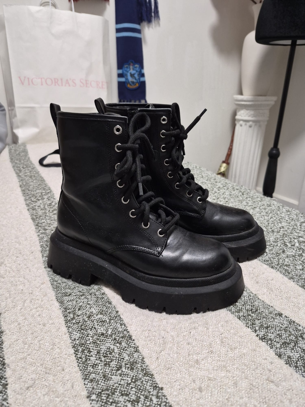 No Boundaries Black Lace-Up Platform Combat Boots